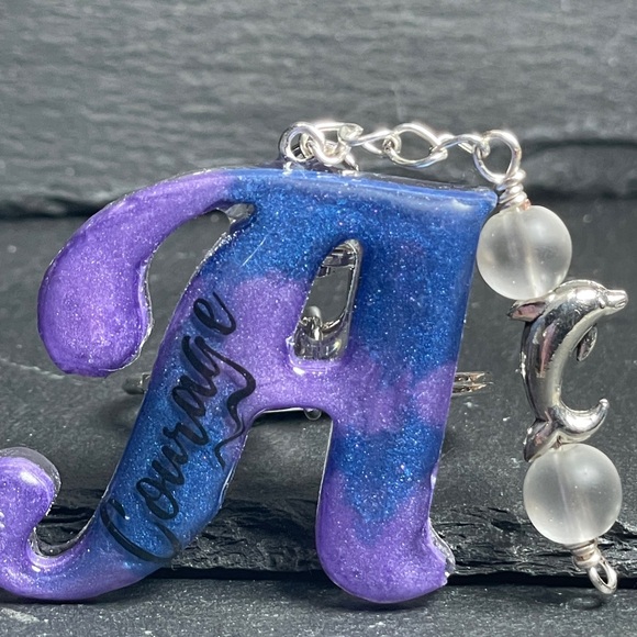 Clear Quartz Purple and Blue
Letter “A” Courage Keychain With Dolphin Charm - Picture 3 of 11